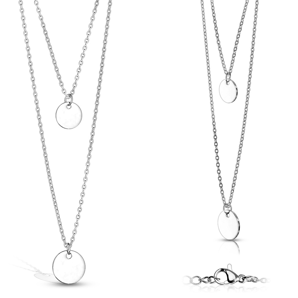 Dvojitý gravírovaný náhrdelník z ocele – kruh